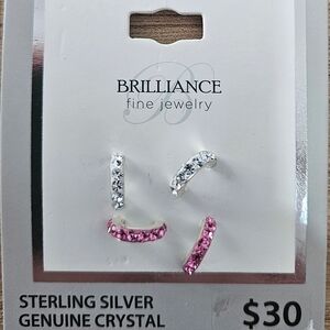 Brilliance Sterling Silver and Pink Crystal Earrings
